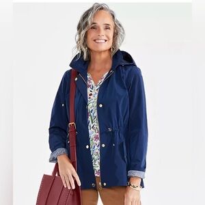 Style & Co. Navy Hooded Utility Jacket Size M